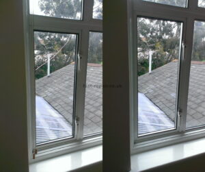 cracked aluminium window glass